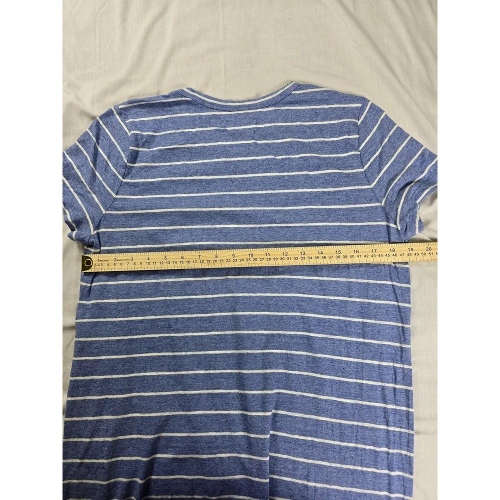 Lou & Grey Dress Womens Large Blue White Striped Linen Blend T-Shirt Casual‎
